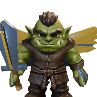 Orc fighter in fully upgraded gear