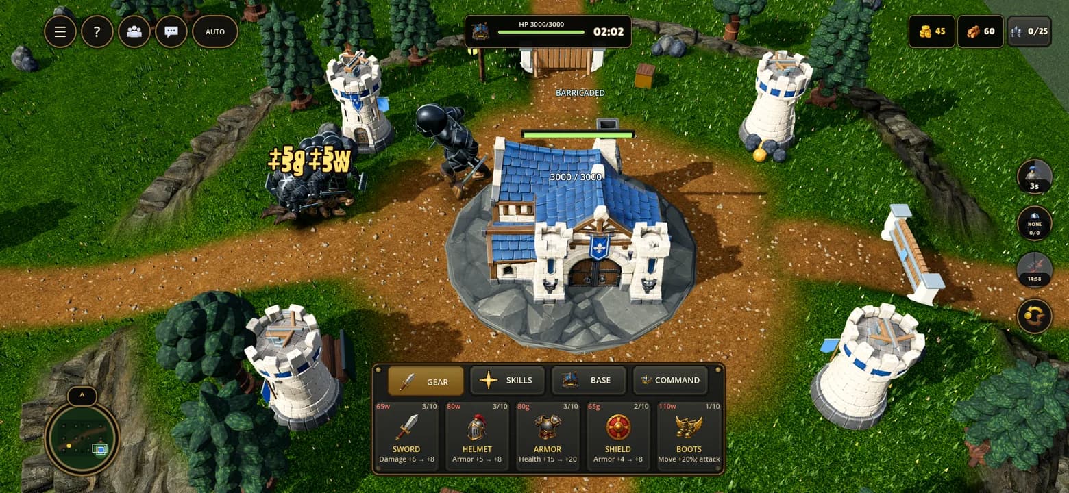 The opening seconds of a match: the first income lands and the brigade forms up